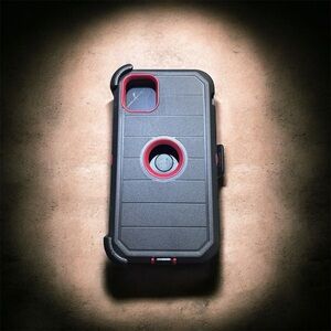 Red & Black Rugged iPhone Case With Belt Clip – Heavy-Duty Protection & Bold